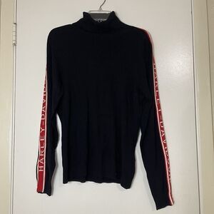 Harley Davidson knit long sleeve logo turtle neck black sweater womens large